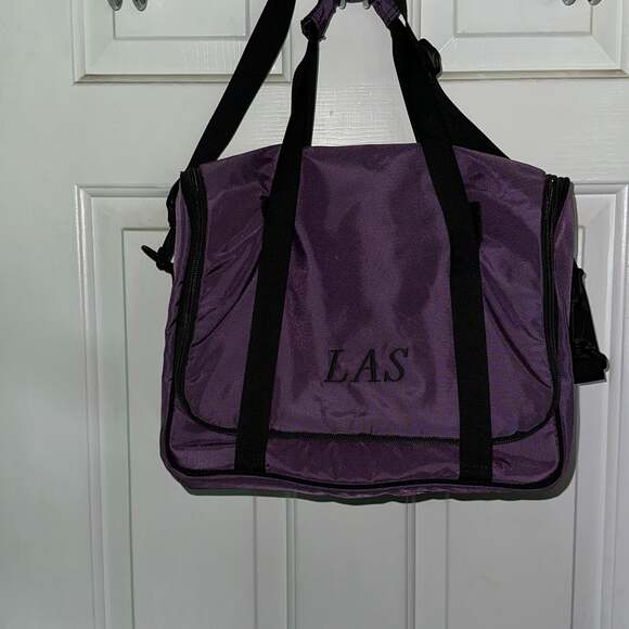 Vintage‎ L.L.Bean Purple Zippered Cosmetic Toiletry Travel Bag - monogram LAS - Picture 1 of 9